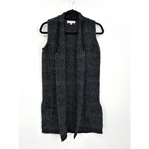 INDIGENOUS Black White Knit 100% Organic Cotton Sleeveless Open Vest Size XS - Picture 1 of 6